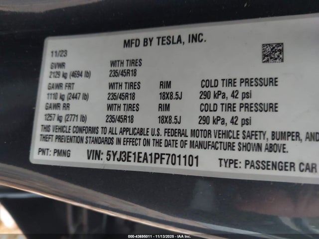2023 TESLA MODEL 3 5YJ3E1EA1PF701101 Photo 8