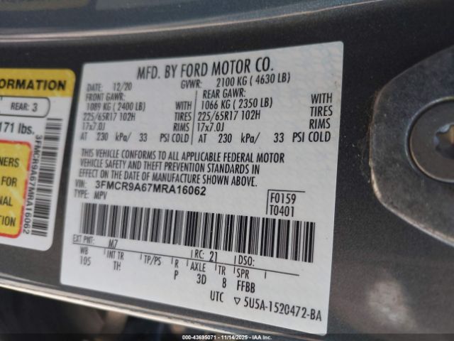 2021 FORD BRONCO SPORT 3FMCR9A67MRA16062 Photo 8