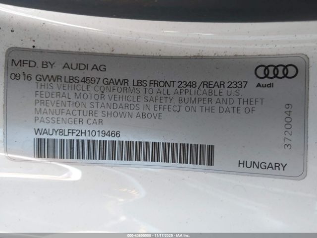 2017 AUDI A3 WAUY8LFF2H1019466 Photo 8