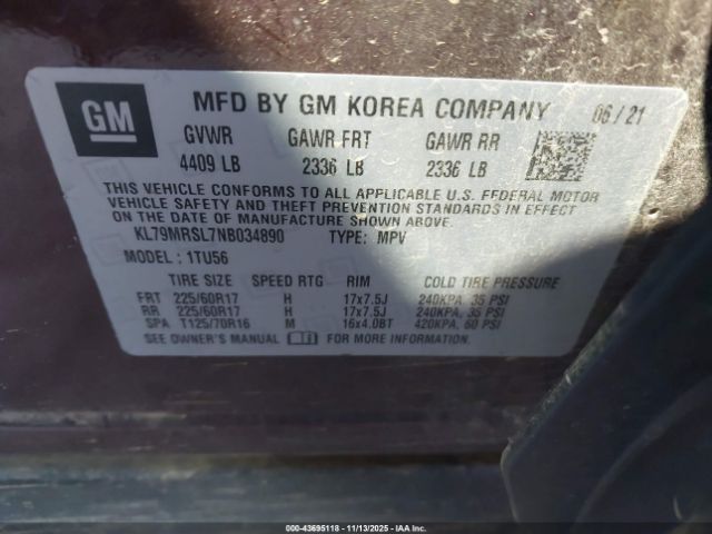 2022 CHEVROLET TRAILBLAZER KL79MRSL7NB034890 Photo 8