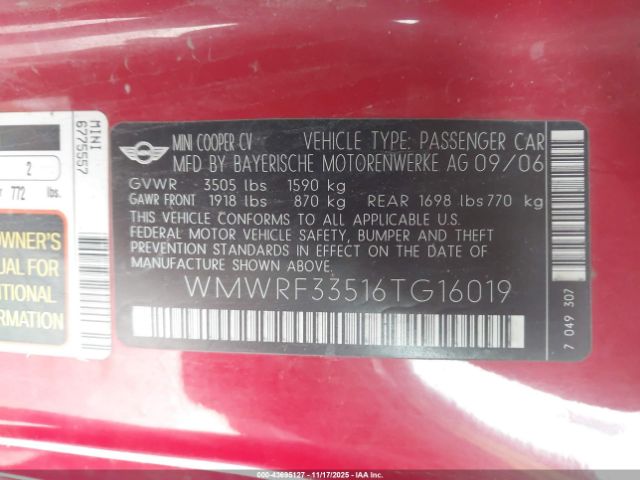 2006 MINI COOPER WMWRF33516TG16019 Photo 8
