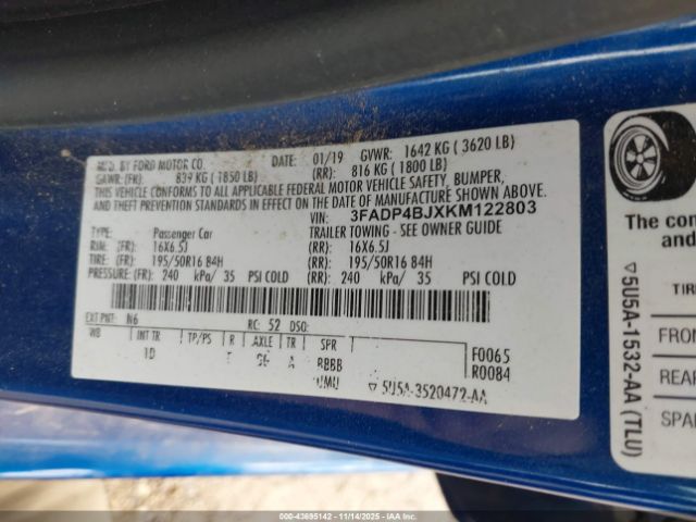 2019 FORD FIESTA 3FADP4BJXKM122803 Photo 8