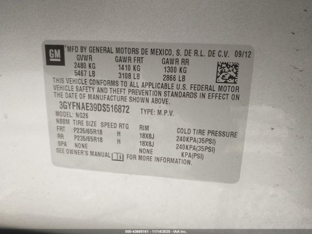 2013 CADILLAC SRX 3GYFNAE39DS516872 Photo 8