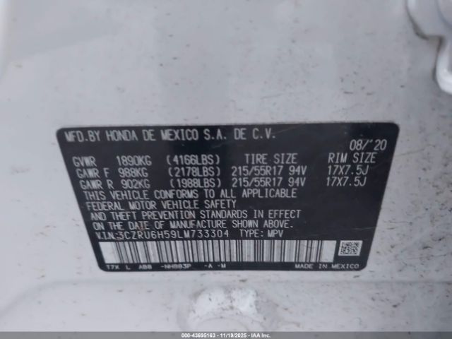 2020 HONDA HR-V 3CZRU6H59LM733304 Photo 8