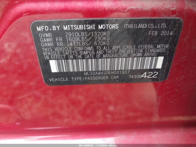 2014 MITSUBISHI MIRAGE ML32A4HJ0EH021937 Photo 8