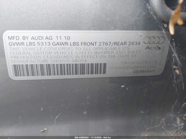 2011 AUDI A6 WAUKGAFB0BN043288 Photo 8
