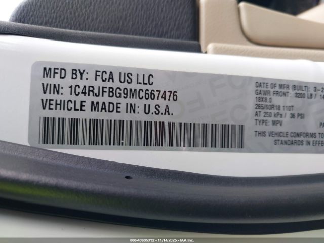 2021 JEEP GRAND CHEROKEE 1C4RJFBG9MC667476 Photo 8