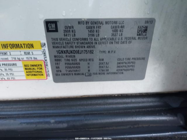 2014 CHEVROLET TRAVERSE 1GNKRJKD9EJ175182 Photo 8