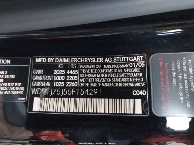 2005 MERCEDES-BENZ CLK 500 WDBTJ75J55F154291 Photo 8