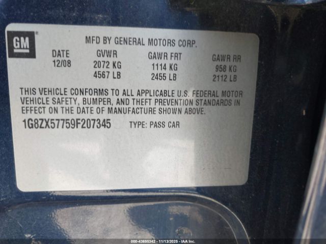 2009 SATURN AURA 1G8ZX57759F207345 Photo 8