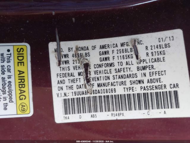 2013 ACURA TL 19UUA8F56DA008069 Photo 8