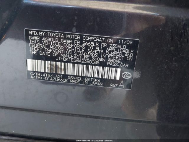 2010 LEXUS ES 350 JTHBK1EG8A2360085 Photo 8