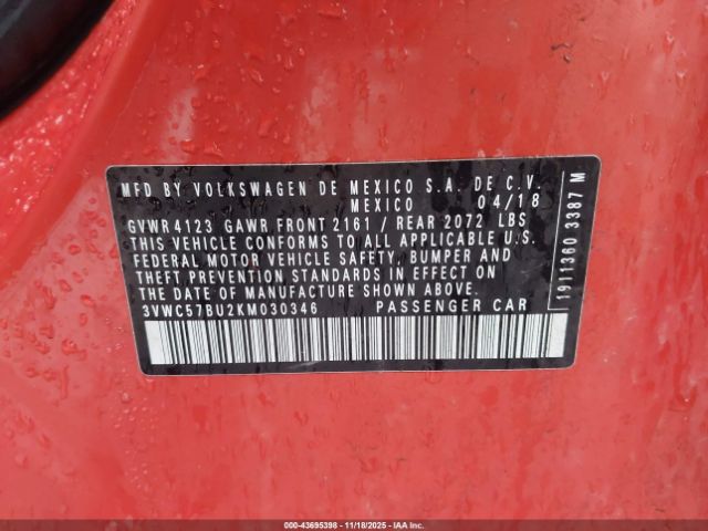 2019 VOLKSWAGEN JETTA 3VWC57BU2KM030346 Photo 8