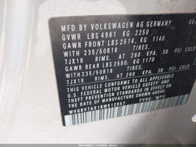 2011 VOLKSWAGEN TIGUAN WVGBV7AX1BW512957 Photo 8