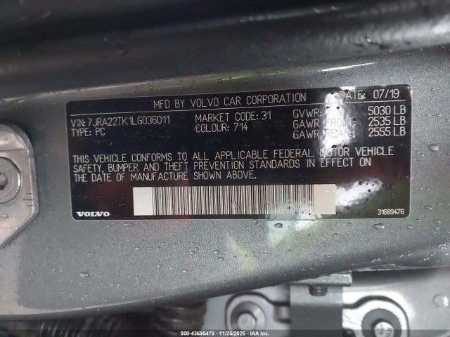 2020 VOLVO S60 7JRA22TK1LG036011 Photo 8