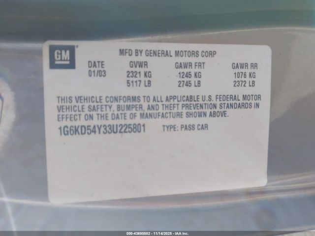 2003 CADILLAC DEVILLE 1G6KD54Y33U225801 Photo 8