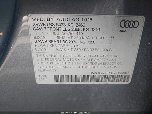 2016 AUDI Q5 WA1L2AFP8GA060897 Photo 8