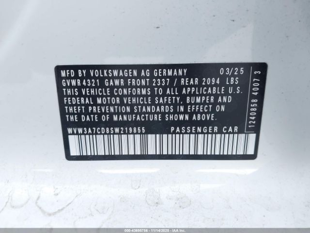 2025 VOLKSWAGEN GOLF GTI WVW3A7CD8SW219855 Photo 8