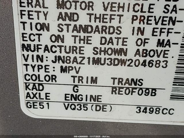 2013 NISSAN MURANO JN8AZ1MU3DW204683 Photo 8