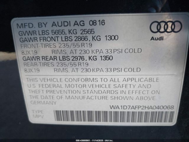 2017 AUDI Q5 WA1D7AFP2HA040068 Photo 8