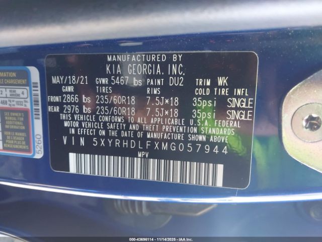 2021 KIA SORENTO 5XYRHDLFXMG057944 Photo 8