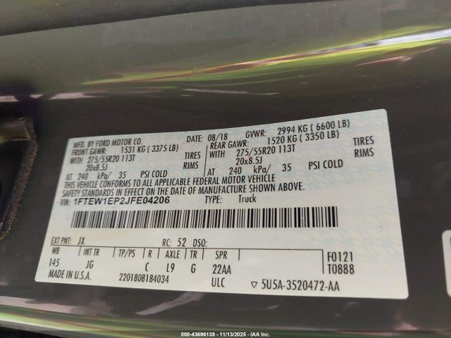 2018 FORD F-150 1FTEW1EP2JFE04206 Photo 8