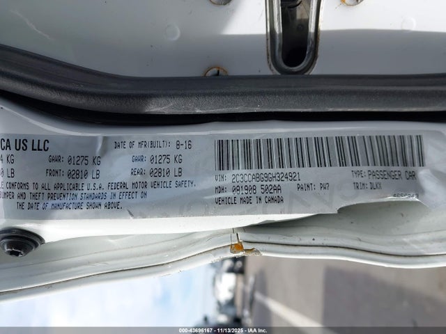 Продажа на аукционе авто 2016 Chrysler 300 300s Alloy Edition, vin: 2C3CCABG9GH324921, номер лота: 43696167