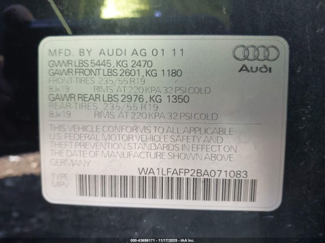 2011 AUDI Q5 WA1LFAFP2BA071083 Photo 8