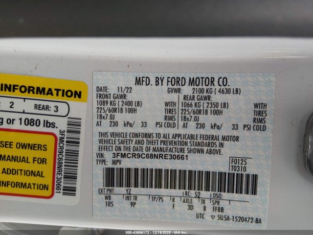 2022 FORD BRONCO SPORT 3FMCR9C68NRE30661 Photo 8