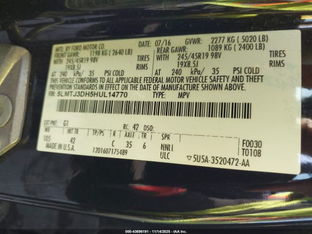 2017 LINCOLN MKC 5LMTJ3DH5HUL14770 Photo 8