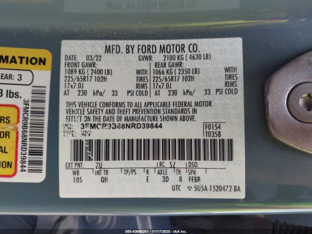 2022 FORD BRONCO SPORT 3FMCR9B68NRD39844 Photo 8