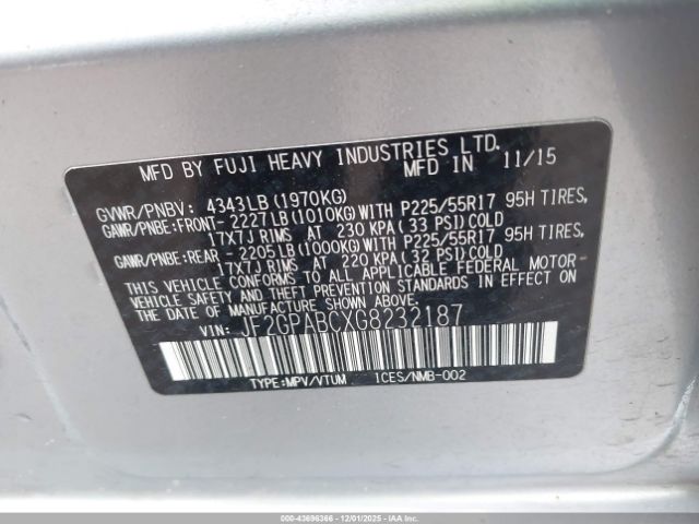 2016 SUBARU CROSSTREK JF2GPABCXG8232187 Photo 8