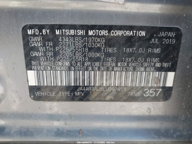 2020 MITSUBISHI OUTLANDER SPORT JA4AR3AU8LU002454 Photo 8