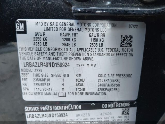 2022 BUICK ENVISION LRBAZLR49ND159924 Photo 8