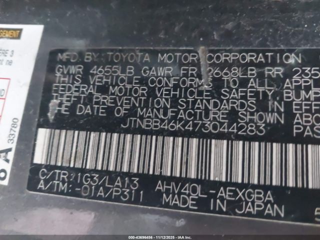 2007 TOYOTA CAMRY HYBRID JTNBB46K473044283 Photo 8