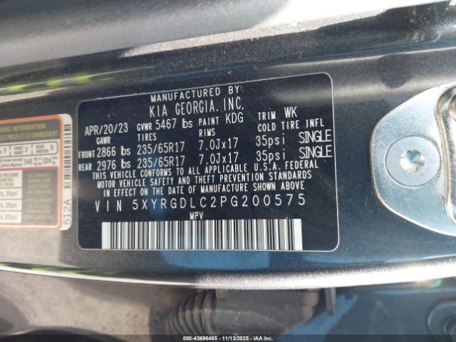 2023 KIA SORENTO 5XYRGDLC2PG200575 Photo 8