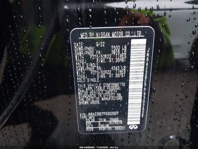 JN8AZ2BE7P9302927 Infiniti Qx80 Sensory Awd