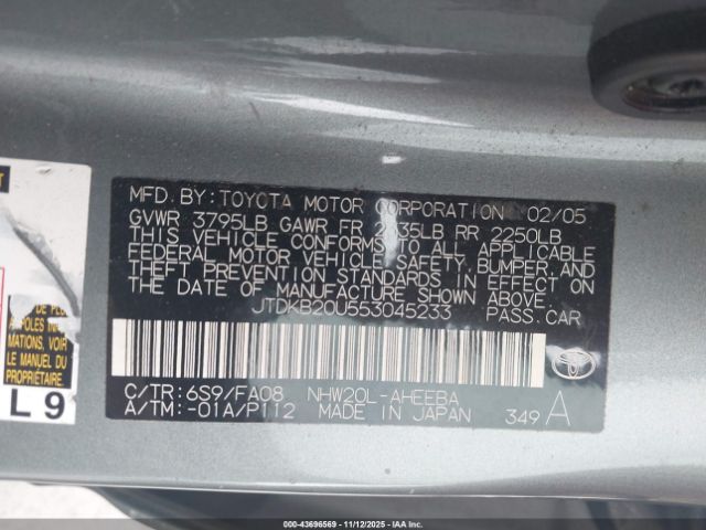 2005 TOYOTA PRIUS JTDKB20U553045233 Photo 8