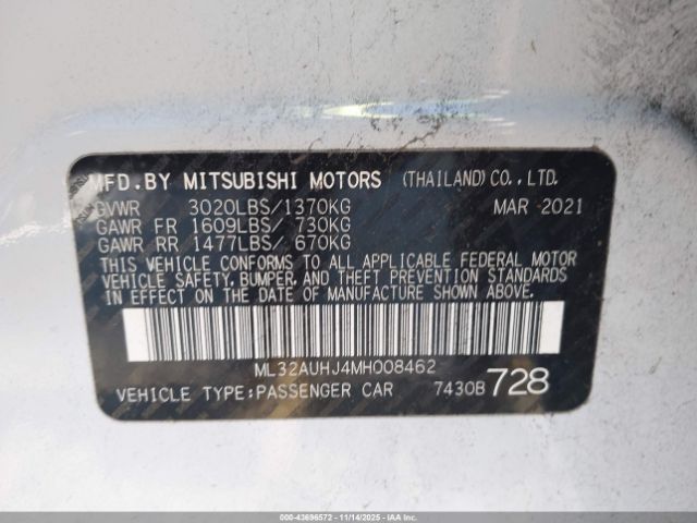 2021 MITSUBISHI MIRAGE ML32AUHJ4MH008462 Photo 8