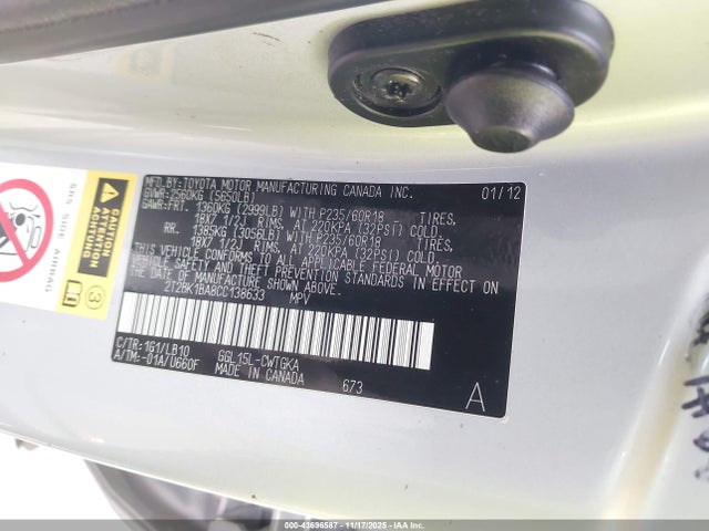 Продажа на аукционе авто 2012 Lexus Rx 350, vin: 2T2BK1BA8CC138633, номер лота: 43696587