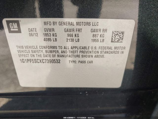 2012 CHEVROLET CRUZE 1G1PF5SCXC7390532 Photo 8