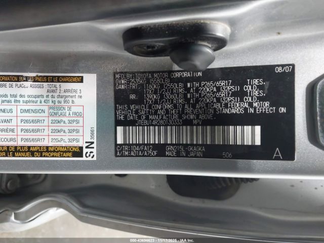 2008 TOYOTA 4RUNNER JTEBU14R280130333 Photo 8
