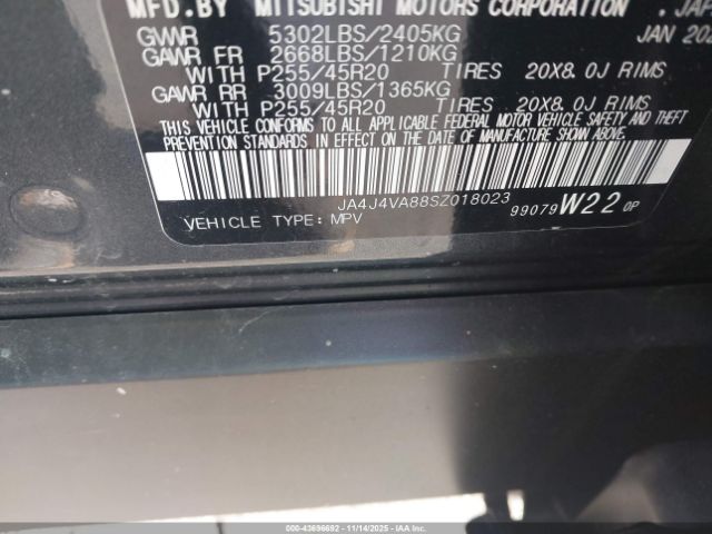 2025 MITSUBISHI OUTLANDER JA4J4VA88SZ018023 Photo 8