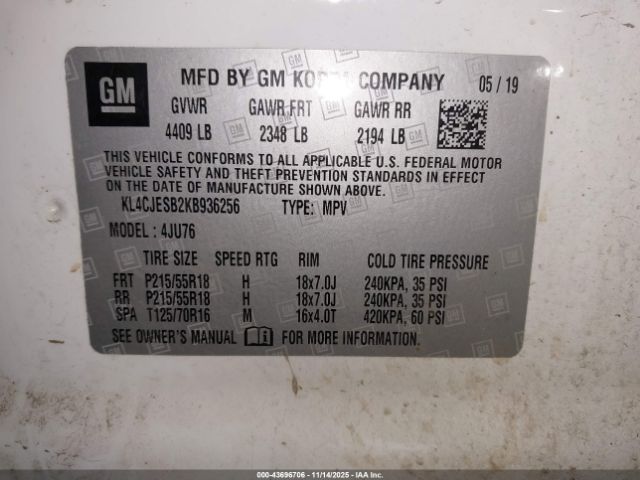 2019 BUICK ENCORE KL4CJESB2KB936256 Photo 8