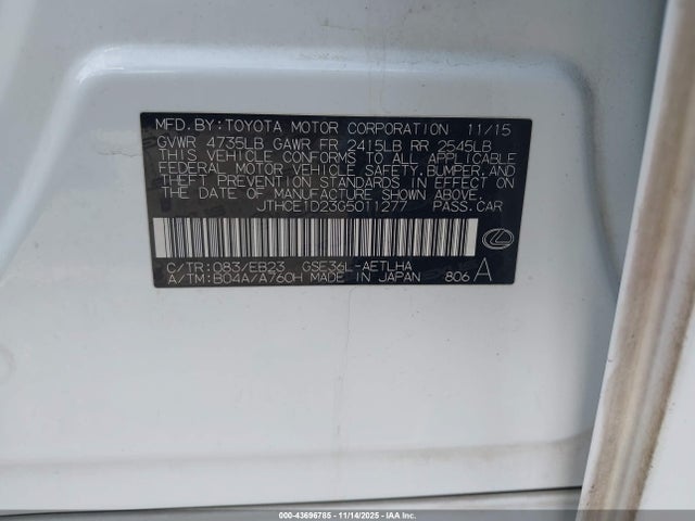 Lexus IS 350 2016 JTHCE1D23G5011277 Image 9
