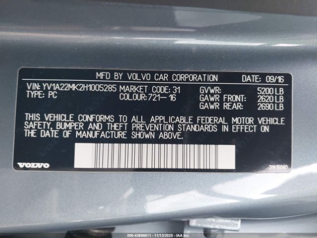 2017 VOLVO S90 YV1A22MK2H1005285 Photo 8