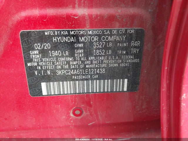 2020 HYUNDAI ACCENT 3KPC24A61LE121438 Photo 8