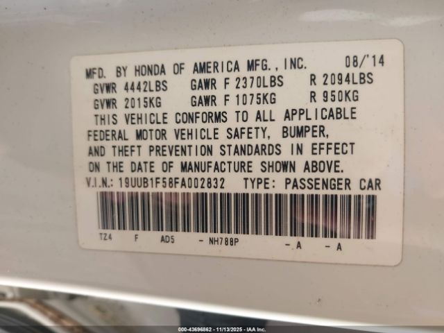 2015 ACURA TLX 19UUB1F58FA002832 Photo 8