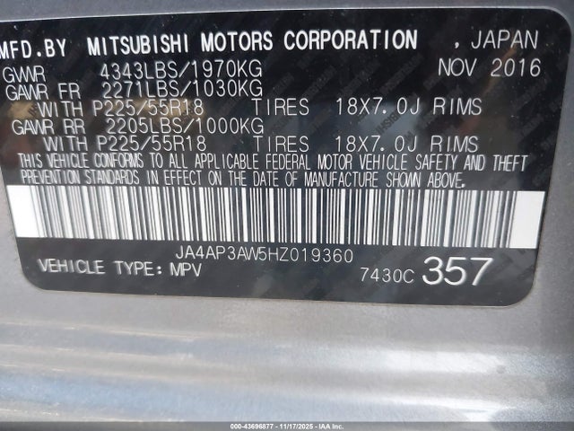 2017 MITSUBISHI OUTLANDER SPORT JA4AP3AW5HZ019360 Photo 8