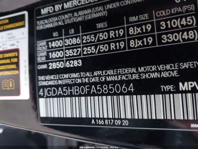 2015 MERCEDES-BENZ ML 350 4JGDA5HB0FA585064 Photo 8